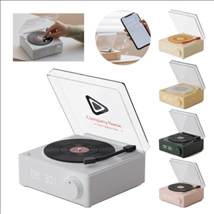 Retro Atomic Alarm Clock Bluetooth Record Player Speaker